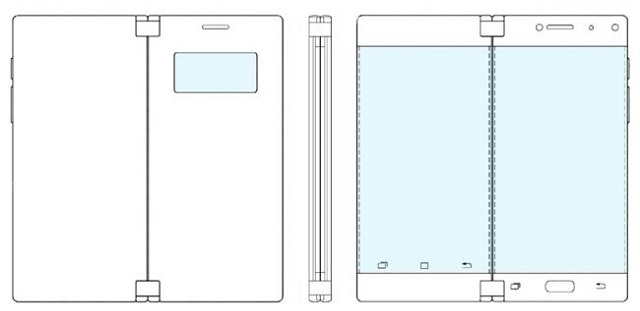 삼성전자 최근 미국 특허청에 출원한 듀얼스크린이 적용된 폴더블폰 특허 기술.