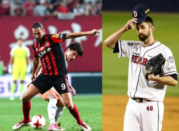 프로축구 FC 서울의 데얀이 4일 수원 삼성으로 이적한다. 데얀의 이적은 프로야구 투수 니퍼트와 비슷한 점이 많아 눈길을 끈다. 사진=뉴시스