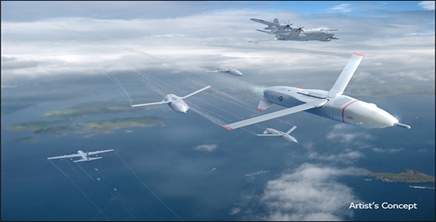 무인항공기(드론)를 탑재한 대형수송기가 목적지까지 이동한 후 드론을 방출하여 임무를 수행하는 그렘린 프로젝트가 2019년 실전 테스트에 돌입할 계획이다. 자료=DARPA
