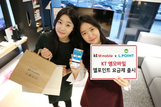 KT 엠모바일이 롯데멤버스와의 제휴를 통해 매월 엘포인트를 적립해주는 ‘L.POINT 요금제’를 출시했다.
