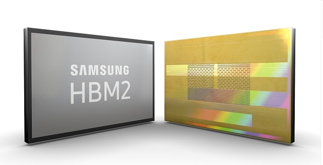 삼성전자가 개발한 2세대 8GB HBM2 D램 ‘아쿠아볼트’.