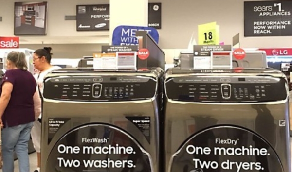 미국에서 판매되는 한국산 세탁기들이 전시돼 있다. 연합뉴스/사진