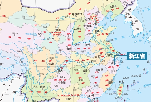 중국 동남부 해안이 유조선 침몰로 최악의 원유 오염사태를 맞고있다. 어업 중심지안 절강성 주산일대 오염으로 물고기 값이 폭등할 것으로 우려된다. 지도는 사고 해역인 중국 절강성. 