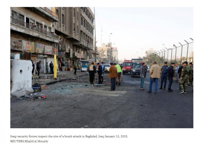이라크 바그다등에서 자실 폭탄테러가 일어나 수많은 사상자가 발생했다. 사진은 테러 현장 모습.  