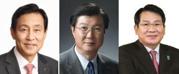 하나금융지주의 차기 회장 후보군. 김정태 현 회장(왼쪽부터)과 최범수 전 코리아크레딧뷰로(KCB) 사장(전 신한금융지주 부사장), 김한조 하나금융나눔재단 이사장(전 외환은행장).