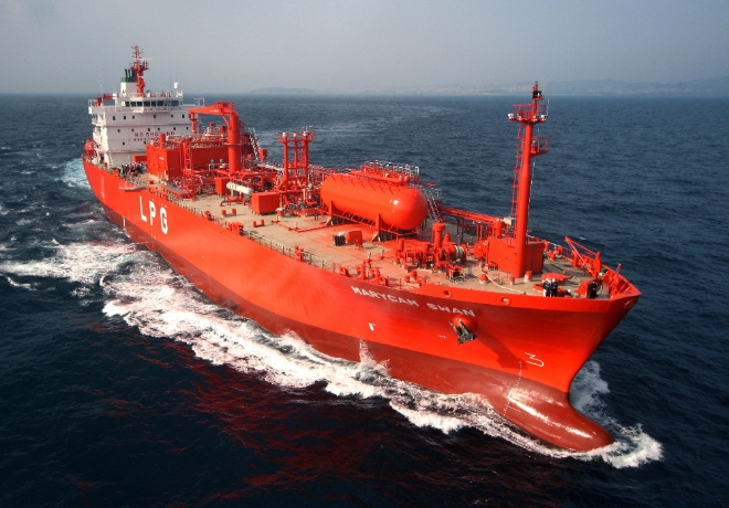 현대중공업이 건조한 초대형 LPG운반선. 사진=현대중공업