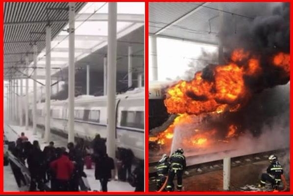 25일(현지 시간) 중국 고속철도에서 화재가 발생해 승객와 승무원 1000여명이 긴급 대피했다.