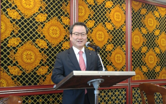 성대규 보험개발원장이 1일 서울 영등포구 여의도에서 열린 신년 기자간담회에서 모두발언을 하고 있다. 사진=천진영 기자 