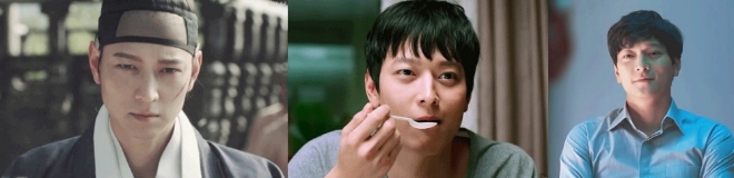 배우 강동원이 영화 군도(왼쪽부터) 두근두근내인생 마스터 등을 촬영했을 때 모습. 