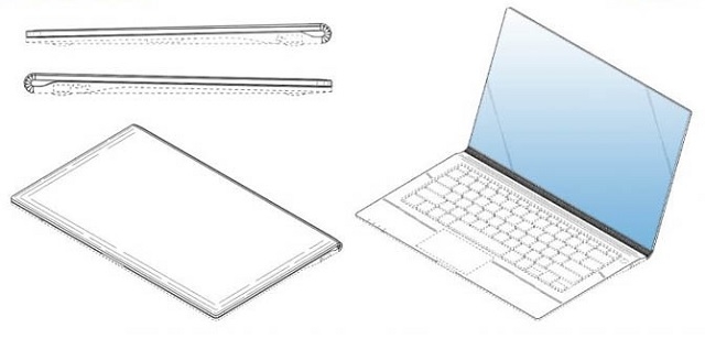 삼성전자가 최근 미국 특허청에 출원한 베젤리스 노트북 디자인.