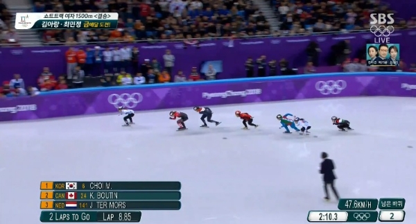 2018 평창동계올림픽 쇼트트랙 여자 1500m 결승 경기 화면 캡처.