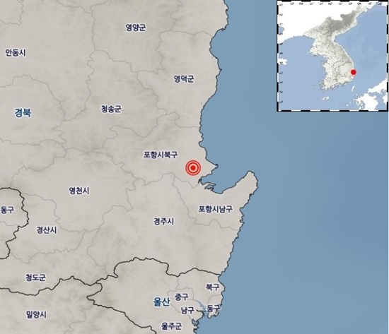 16일 경북 포항시 북구 북북서쪽 7km 지역에서 규모 2.7 지진이 발생했다. 사진=기상청