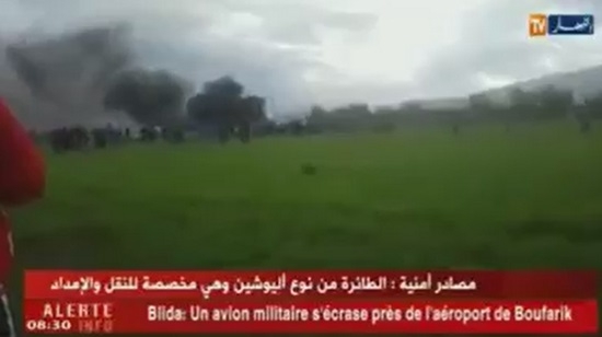북아프리카 알제리에서 11일 군용기 추락 사고가 발생했다. 사진=현지매체 방송화면 캡처