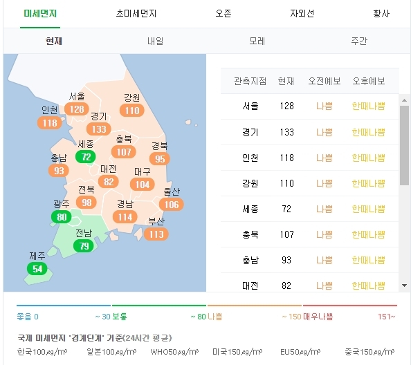 네이버 날씨정보 캡처