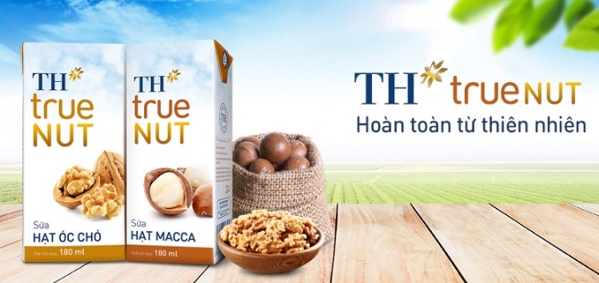 베트남 유제품 제조 대기업 'TH 트루밀크(TH True Milk)'가 최초로 팩 세트 견과류 우유를 출시했다. 자료=THMilk