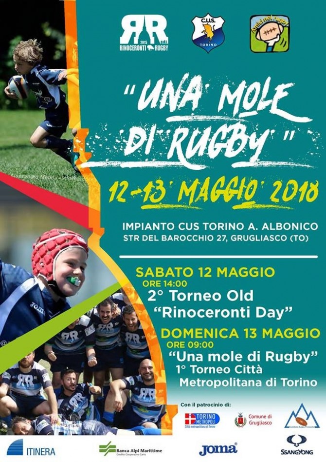 쌍용자동차가 후원한 이탈리아 최대 규모의 어린이 럭비대회(Una Mole di Rugby) 포스터.