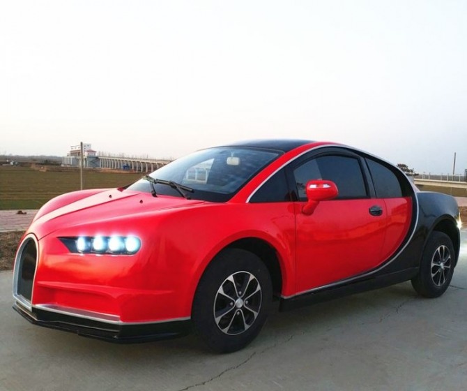중국의 한 자동차 회사가 부가티 치론 디자인을 도용해 전기차를 제작했다. 