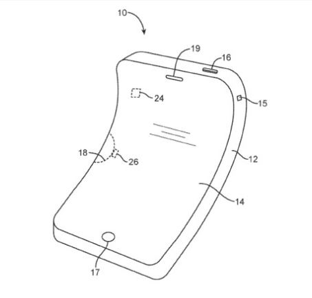 애플이 미국 특허청에 출원한 '플렉시블 전자 장치' 특허.