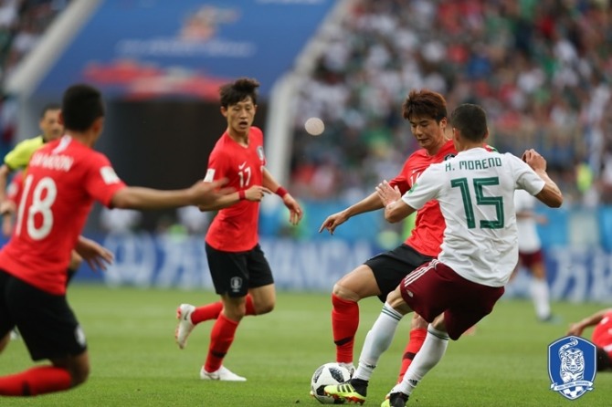 한국 대표팀이 멕시코와의 조별리그에서 1-2로 패했다. 사진 - 대한축구협회 