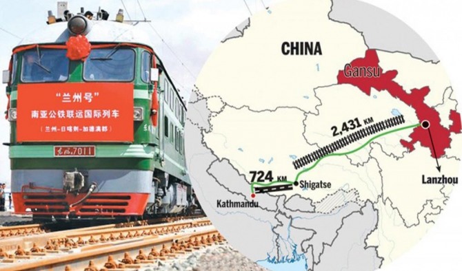 중국 티벳 자치구와 네팔의 수도 카트만두를 연결하는 철도 건설에 양국이 합의했다. 자료=카트만두포스트