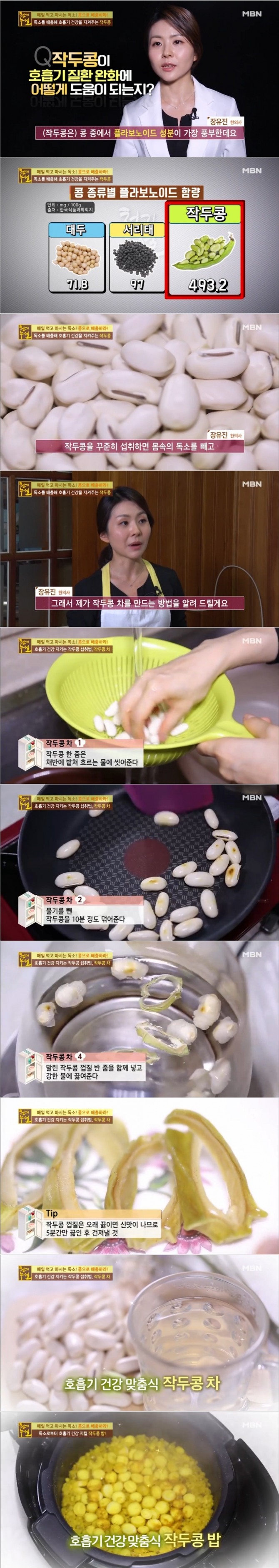지난 24일 밤 방송된 MBN '천기누설' 316회에서는 '매일 먹고 마시는 독소! 콩으로 배출하라' 특집 편으로 장유진 한의사가 출연, 독소를 배출시켜 호흡기를 튼튼하게 해주는 식품으로 '작두콩차'와 '작두콩밥' 만드는 법을 소개해 눈길을 끌었다. 사진=MBN 방송 캡처