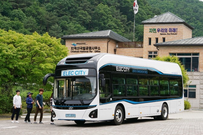 현대차가 전기버스 일렉시티를 4대 국립공원에 무료 제공해 운영된다. 사진=현대차 제공
