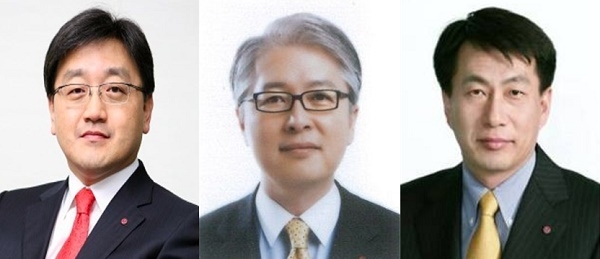 (왼쪽부터)백상엽 LG CNS 미래전략사업부장(사장)과 권봉석 LG전자 HE사업본부장(사장), 권순황  LG전자 B2B 사업본부장(사장). 사진=LG