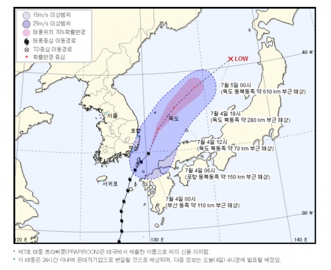 [기상청 태풍 위치 특보]  포항에서 울릉도· 독도 방향 시속 30km/h , 동해안 피해 속출…  오늘날씨 태풍경보 영향권