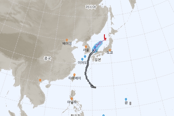 제8호 태풍 마리아(Maria) 한반도 쪽으로,  7호 태풍 쁘라삐룬보다 더 강력… 기상청 오늘 주말날씨 특보  