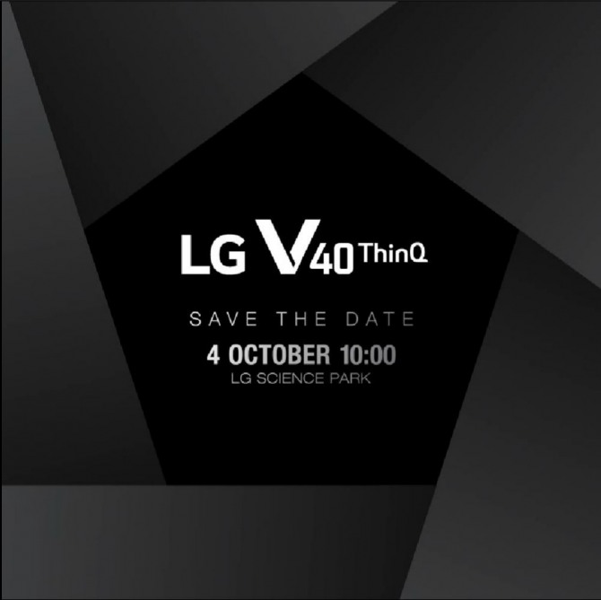 LG전자는 13일 언론을 대상으로 차기 전략 스마트폰 ‘LG V40 씽큐’ 공개 행사 초청장을 발송했다.