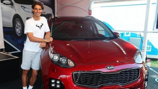 기아자동차가 세계 랭킹 1위 테니스 선수 라파엘 나달의 후원을 이어간다.(사진=테니스월드이탈리아)