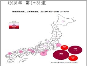 2018년도 일본 풍진 지역별 발생 현황 자료= 뉴시스