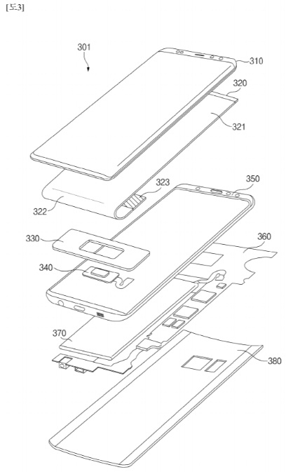 삼성전자가 지난 4월 WIPO에 특허출원한 인스크린지문센서 도면의 일부(사진=WIPO)