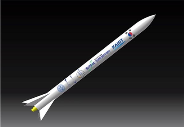 KAIST가 개발한 로켓 우리새 2호. 28일 오전10시~12시 새만금개척지서 시험된다. (사진=KAIST)