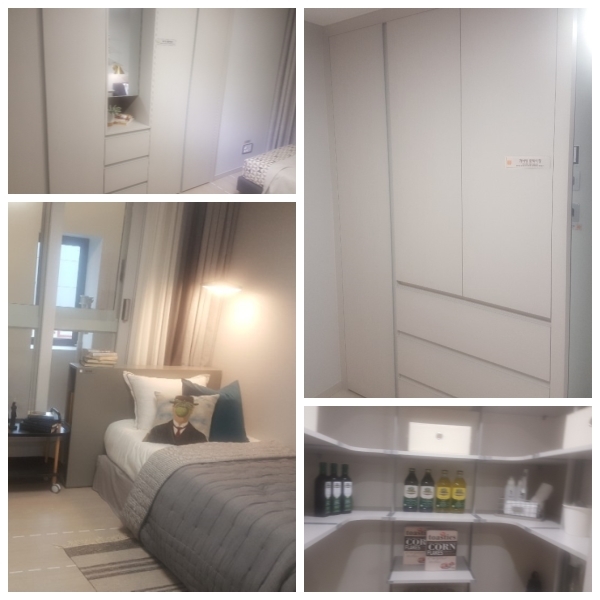 각 방에 설치된 붙박이 장은 마치 고급 가구를 들여 놓은 듯한 외관에 서랍장까지 크기에 맞춰 설계됐다.주방팬트리와 파우더룸을 간략하게 축소한 반면 드레스룸을 확장하여 실용성을 강화한 것까지 작은 것 하나까지 놓치지 않고  실사용자 중심으로 설계된 것을 확인할 수 있다. 사진=전안나 기자. 