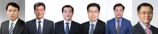 현대중공업그룹은 6일 주요 계열사 사장단 및 현대중 사업본부 대표에 대한 인사를 단행했다. (왼쪽부터) 한영석 현대중공어 사장, 가삼현 현대중공업 사장, 신현대 현대미포조선 사장, 이상균 현대삼호중공업 사장, 정명림 현대일렉트릭 사장, 강달호 현대오일뱅크 사장. 사진=현대중공업 