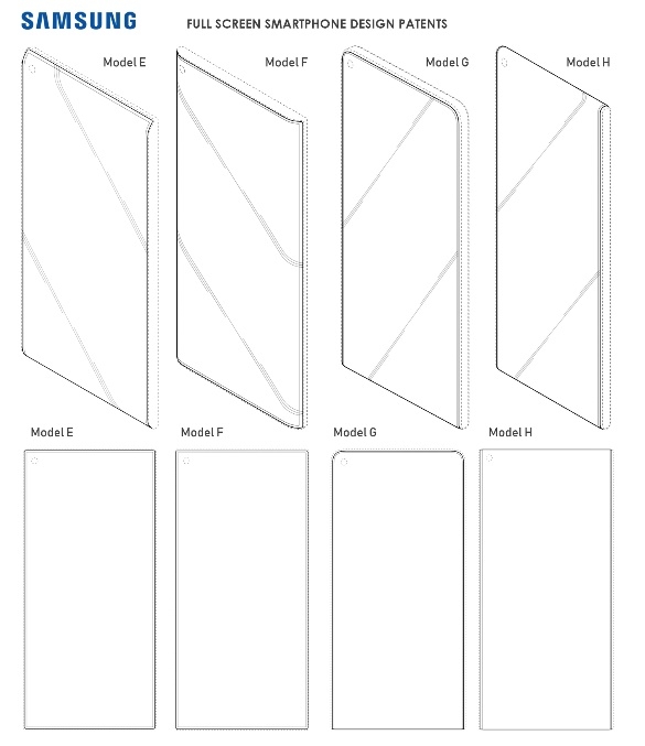 삼성전자가 WIPO로부터 특허받은 다양한 스마트폰디자인. 내년 2월말 발표될 것으로 보이는 갤럭시S10의 모습을 짐작할 수 있다.(사진=WIPO/렛츠고디지털)