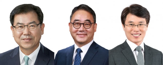 2019년도 정기임원인사에서 대표이사직을 맡게된 육근양, 김성은, 김홍일 씨(왼쪽부터) 사진=HDC현대산업개발 제공