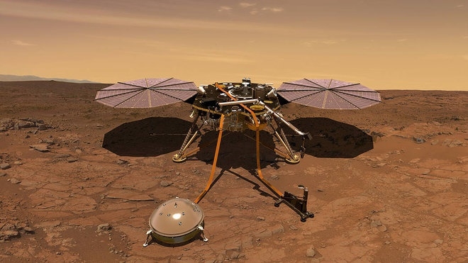 나사의 화성 표면 굴착 탐사로봇 마스 인사이트가 화성에 성공적으로 안착했다. (사진=나사)