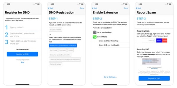 애플이 인도앱스토어에서 인도정부가 만든 DND앱을 설치하는 법을 소개하고 있다.(사진=인도앱스토어,벤처비트)
