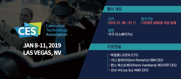 'CES 2019'가 내달 8~11일(현지시간) 미국 라스베이거스에서 열린다. 그래픽=윤수미 디자이너. 