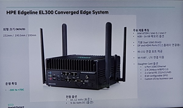 유충근 한국HPE 하이브리드IT사업부 상무는 HPE엣지 EL300 컨버지드 엣지시스템을 소개했다. (사진=이재구 기자)