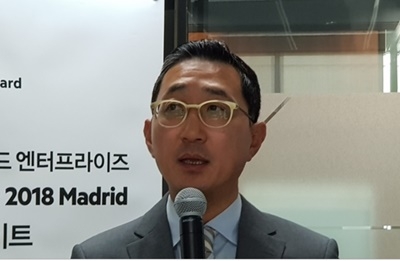 함기호 한국HPE 대표는 19일 기업데이터 생성,활용,보존에 있어서 엣지컴퓨팅 중요성이높아지는데 따라 모든 데이터와 엣지, 그리고 클라우드까지의 효율적 연결을 지원하는 ‘엣지투클라우드’ 전략을 강조했다. (사진=이재구기자)