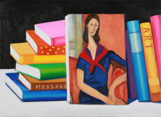 모딜리아니화집과 책들,oil on canvas, 45.5x33.4cm,2017