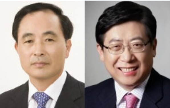 사진=왼쪽부터 기호 1번 남영우 전 한국저축은행 대표와 기호 2번 박재식 전 한국증권금융 대표 