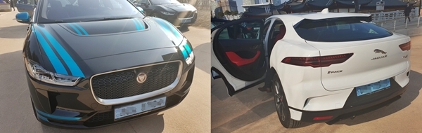 세단과 같은 전면(좌)과 넓은 수납공간을 자랑하는 SUV의 뒤태(우) 등 I-PACE는 2가지 감성을 모두 느낄 수 있다./김소희 기자=사진