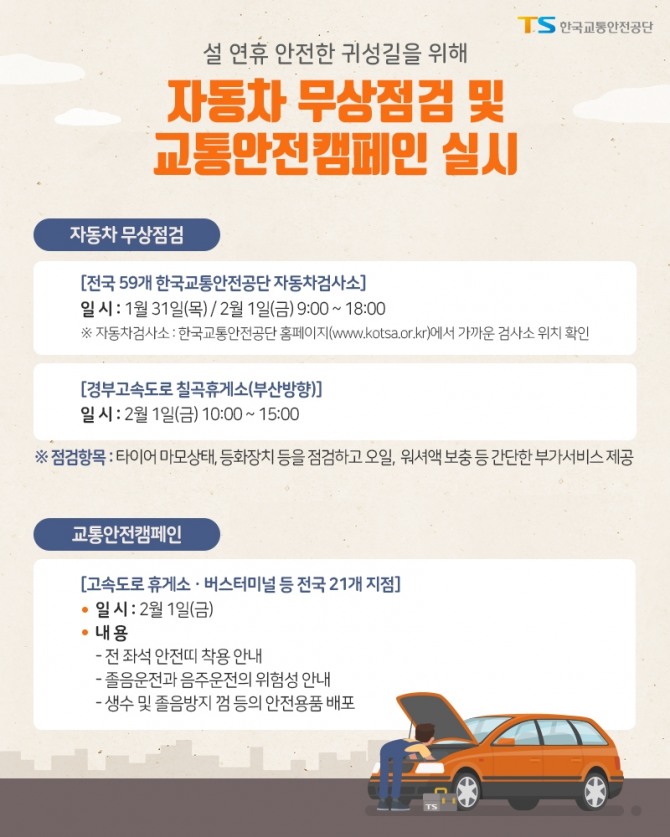 자동차 무상점검·교통안전캠페인 포스터. 사진=한국교통안전공단