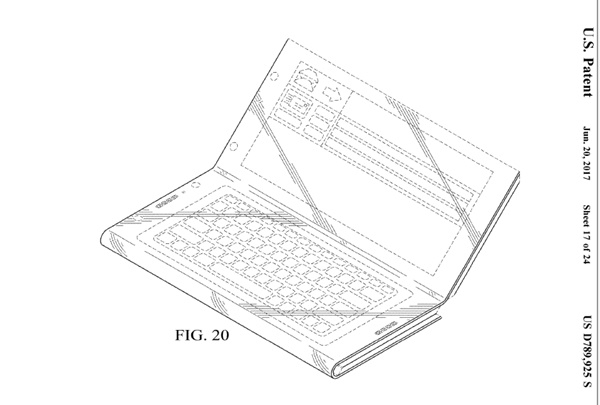 인텔이 지난2017년6월 미국특허청으로부터 특허받은 폴더블폰 (사진=미특허청)