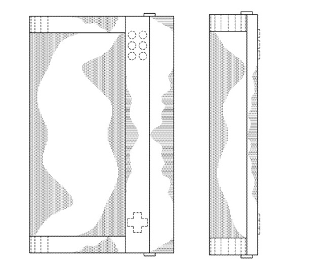 삼성전자가 특허받은 게임용 폴더블폰의 평면도와 측면도(사진=미특허청)