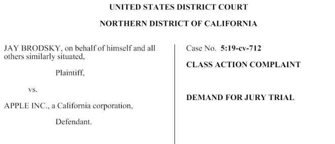 제이 브로드스키가 8일 미국 캘리포니아 연방지방법원에 제출한 소장 사진이다.(사진=스크리브드)